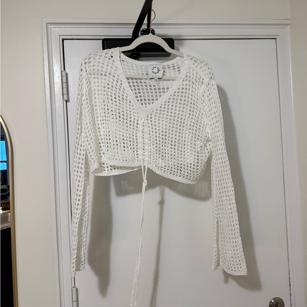 White Crochet Women Top